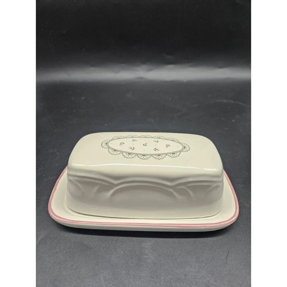 Victoriana Japan Vintage 1988 Lace Tea Rose Pink Butterdish